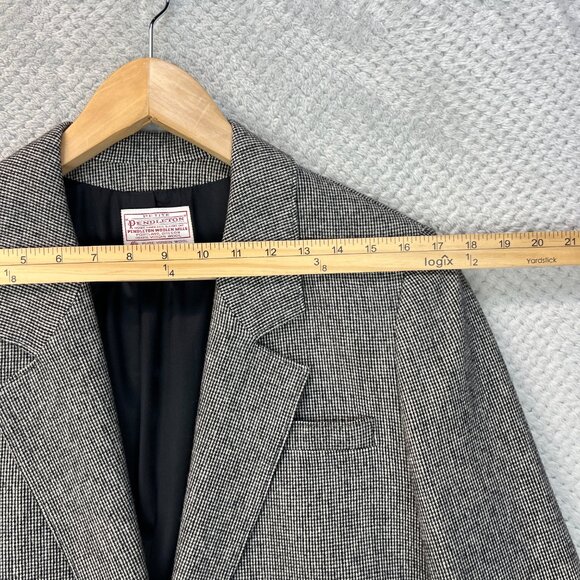Vtg Pendleton Petite Womens Blazer Micro Plaid Woolen Mills 100% Virgin Wool 12 - Picture 10 of 13